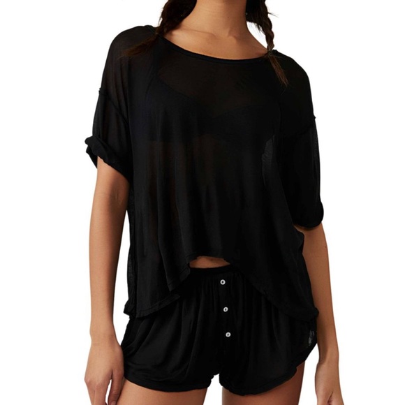 Free People Other - Have to have it set. Free People black lounge short set.